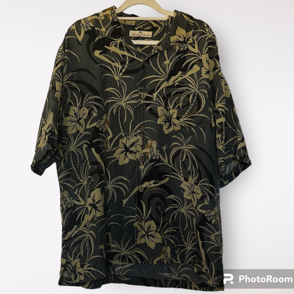 Tommy Bahama Silk & Linen Blend Hawaiian Tropical Button Down Shirt Medium